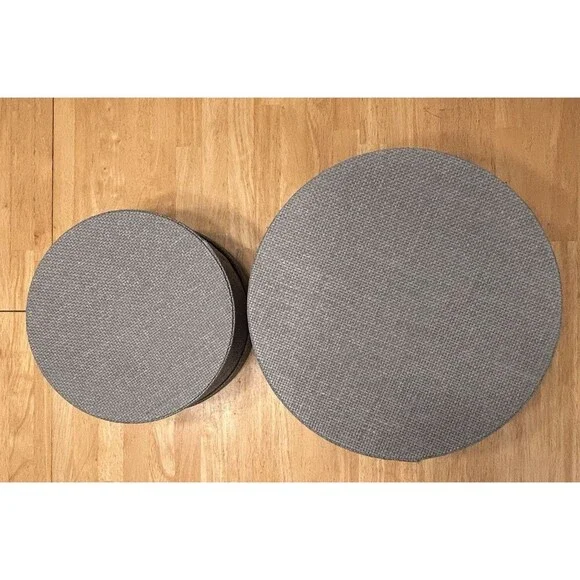 (2) IKEA KVARNVIK Round Nesting Storage Boxes Lids Gray Fabric 20023 1613 - Picture 4 of 8